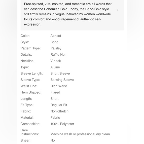 NWOT XL Shein paisley dress - Picture 6 of 6